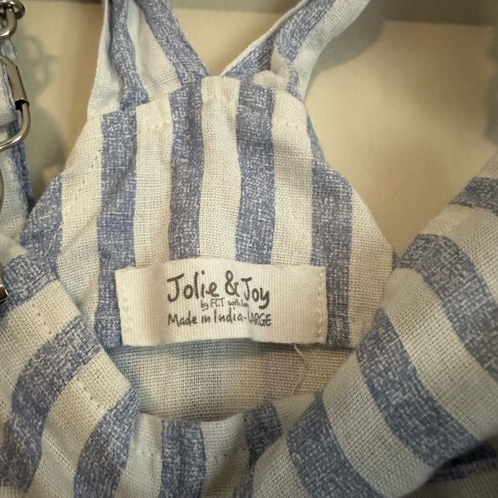 Jolie & Joy Blue and White Striped Short Overalls